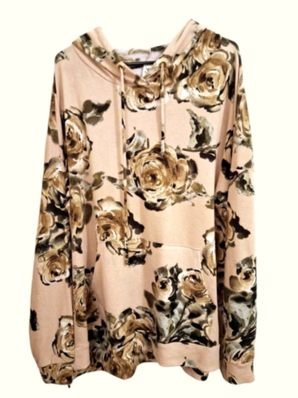 Women's Mauve, Pink & Grey Floral Lightweight Hoodie~Small